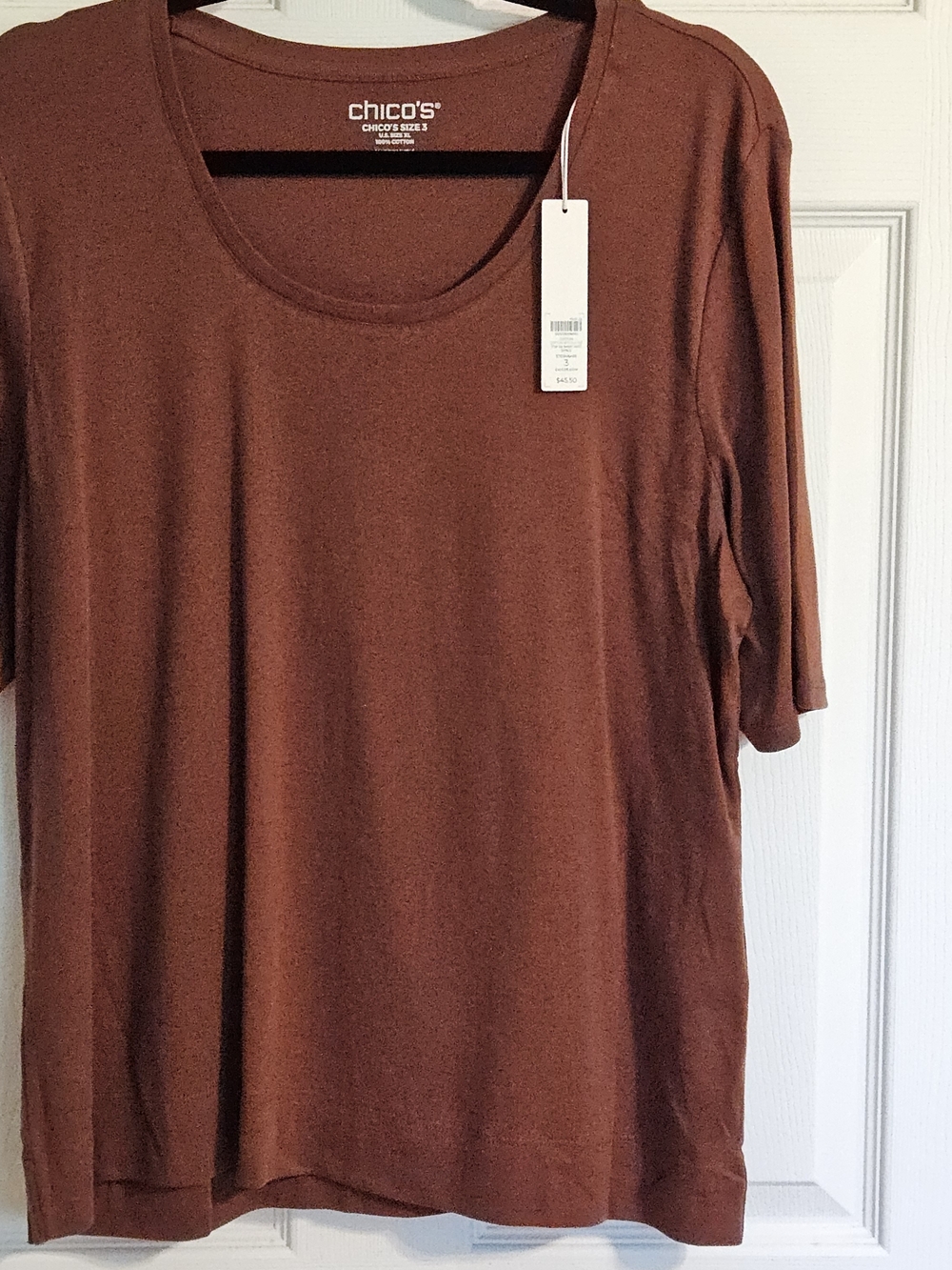 Chico's Rust Scoop Neck Short Sleeve Top